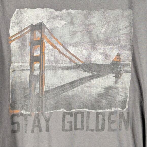 Junk Food T Shirt Mens M Stay Golden Graphic Tee Golden Gate Bridge USA Cotton - Picture 2 of 5
